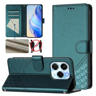 For Infinix Note 40X 5G Honeycomb Embossing RFID Leather Phone Case(Peacock Green)