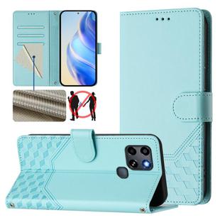 For Infinix Smart 6 / 6 Plus / 6 HD Honeycomb Embossing RFID Leather Phone Case(Mint Green)