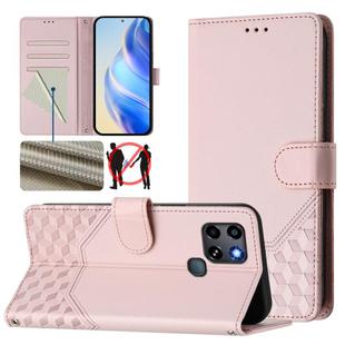 For Infinix Smart 6 / 6 Plus / 6 HD Honeycomb Embossing RFID Leather Phone Case(Pink)