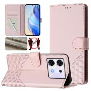 For Infinix Zero 30 5G Honeycomb Embossing RFID Leather Phone Case(Pink)