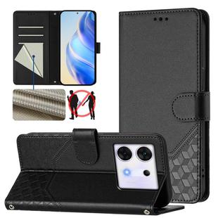 For Infinix Zero 30 5G Honeycomb Embossing RFID Leather Phone Case(Black)