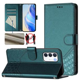 For Infinix Zero 5G 2023 Honeycomb Embossing RFID Leather Phone Case(Peacock Green)