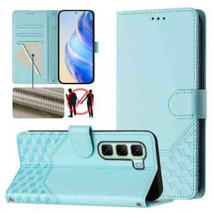 For Infinix Hot 50 4G Honeycomb Embossing RFID Leather Phone Case(Mint Green)