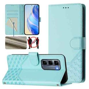 For Infinix Hot 50 Pro+ 4G Honeycomb Embossing RFID Leather Phone Case(Mint Green)