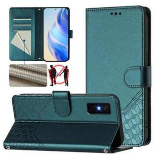 For Infinix GT 30 Pro Honeycomb Embossing RFID Leather Phone Case(Peacock Green)