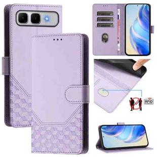 For Infinix Smart 10 Plus Honeycomb Embossing RFID Leather Phone Case(Light Purple)