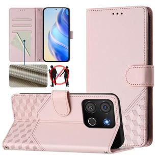 For itel A05s Honeycomb Embossing RFID Leather Phone Case(Pink)