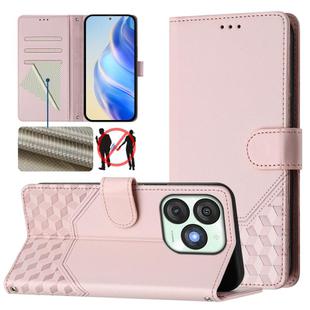 For itel A50 Honeycomb Embossing RFID Leather Phone Case(Pink)