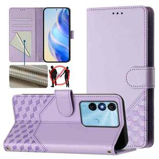 For itel P38 Honeycomb Embossing RFID Leather Phone Case(Light Purple)