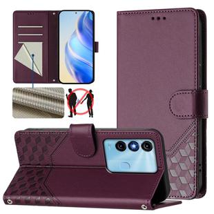 For itel P38 Honeycomb Embossing RFID Leather Phone Case(Violet)