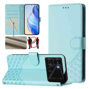 For itel P40 Honeycomb Embossing RFID Leather Phone Case(Mint Green)