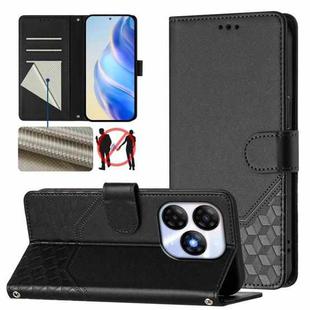 For itel P55 4G / Infinix Smart 8 Honeycomb Embossing RFID Leather Phone Case(Black)