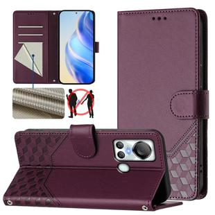 For itel S18 Honeycomb Embossing RFID Leather Phone Case(Violet)