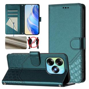 For itel S23+ Honeycomb Embossing RFID Leather Phone Case(Peacock Green)