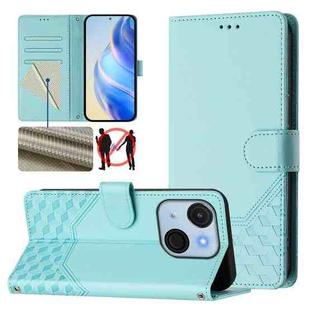 For itel A50C Honeycomb Embossing RFID Leather Phone Case(Mint Green)