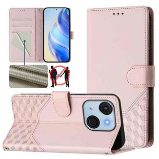 For itel A50C Honeycomb Embossing RFID Leather Phone Case(Pink)