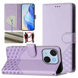 For itel A50C Honeycomb Embossing RFID Leather Phone Case(Light Purple)