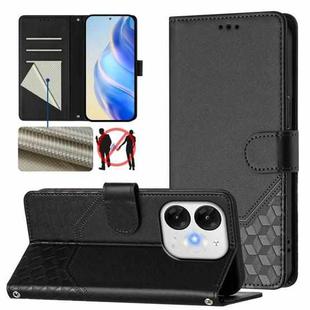 For itel A80 4G Honeycomb Embossing RFID Leather Phone Case(Black)