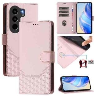For itel Power 70 Honeycomb Embossing RFID Leather Phone Case(Pink)