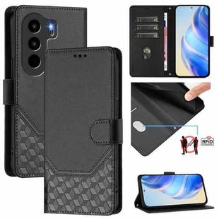 For itel Power 70 Honeycomb Embossing RFID Leather Phone Case(Black)