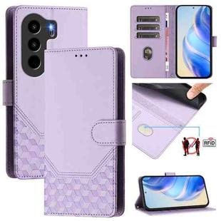 For itel Power 70 Honeycomb Embossing RFID Leather Phone Case(Light Purple)