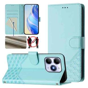 For itel A90 4G Honeycomb Embossing RFID Leather Phone Case(Mint Green)