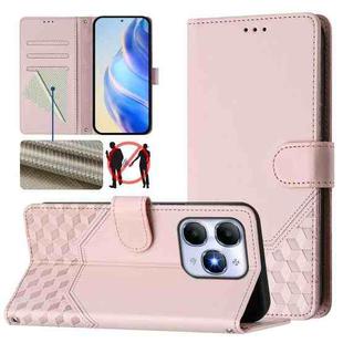 For itel A90 4G Honeycomb Embossing RFID Leather Phone Case(Pink)
