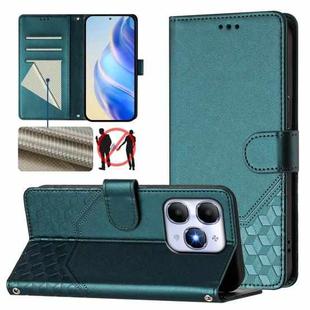 For itel A90 4G Honeycomb Embossing RFID Leather Phone Case(Peacock Green)