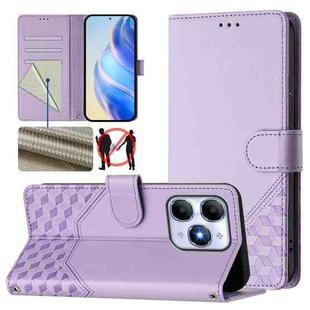 For itel A90 4G Honeycomb Embossing RFID Leather Phone Case(Light Purple)
