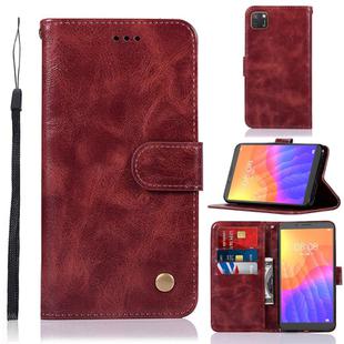 For Huawei Y5P / Honor 9s Copper Buckle Retro Crazy Horse Texture Horizontal Flip Leather Case with Holder & Card Slots & Wallet(Wine Red)