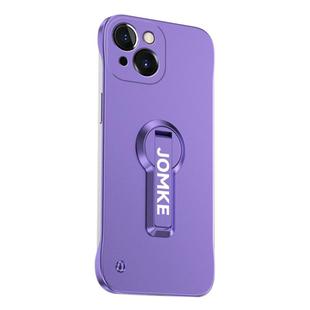 For iPhone 14 Baking Varnish 360 Rotate Holder No Frame PC Phone Case(Purple)