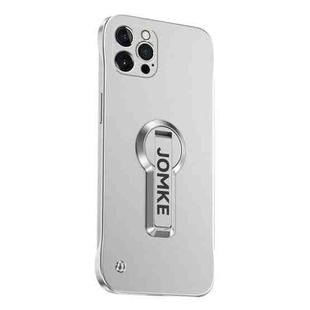 For iPhone 13 Pro Max Baking Varnish 360 Rotate Holder No Frame PC Phone Case(Silver)