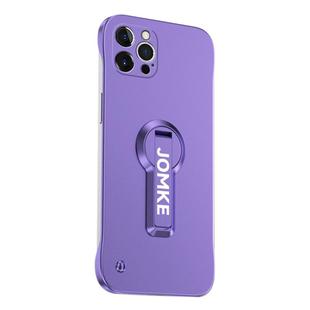 For iPhone 12 Pro Max Baking Varnish 360 Rotate Holder No Frame PC Phone Case(Purple)