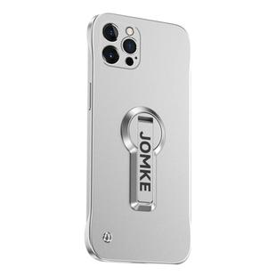 For iPhone 12 Pro Max Baking Varnish 360 Rotate Holder No Frame PC Phone Case(Silver)