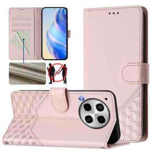 For Tecno Camon 30 5G / 4G Honeycomb Embossing RFID Leather Phone Case(Pink)