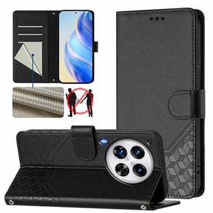 For Tecno Camon 30 Premier 5G Honeycomb Embossing RFID Leather Phone Case(Black)