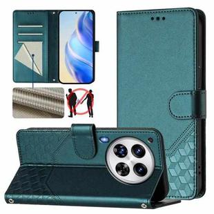 For Tecno Camon 30 Premier 5G Honeycomb Embossing RFID Leather Phone Case(Peacock Green)