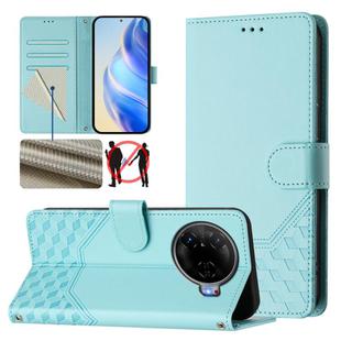 For Tecno Camon 30 Pro 5G Honeycomb Embossing RFID Leather Phone Case(Mint Green)