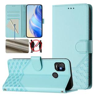 For Tecno Pop 5 Honeycomb Embossing RFID Leather Phone Case(Mint Green)