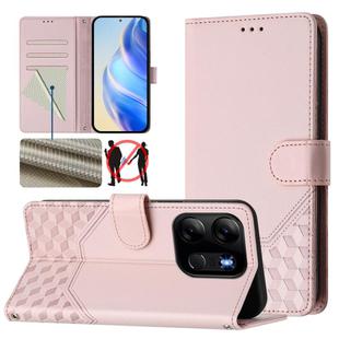 For Tecno Pop 7 / Pop 7 Pro Honeycomb Embossing RFID Leather Phone Case(Pink)