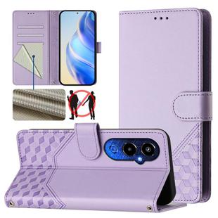 For Tecno Pova 4 Pro 4G Honeycomb Embossing RFID Leather Phone Case(Light Purple)