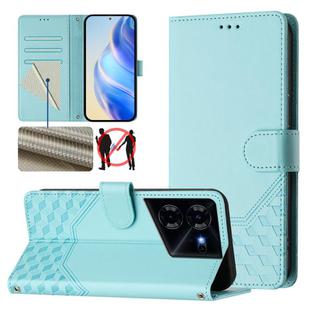 For Tecno Pova 5 Honeycomb Embossing RFID Leather Phone Case(Mint Green)