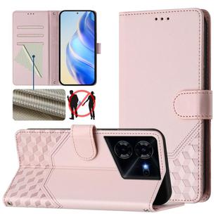 For Tecno Pova 5 Honeycomb Embossing RFID Leather Phone Case(Pink)