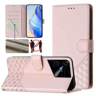 For Tecno Pova Neo 3 Honeycomb Embossing RFID Leather Phone Case(Pink)