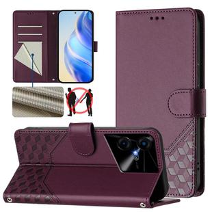 For Tecno Pova Neo 3 Honeycomb Embossing RFID Leather Phone Case(Violet)