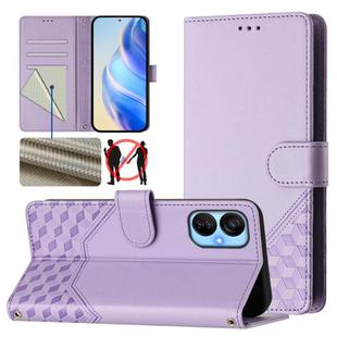 For Tecno Spark 9 Pro / Spark 9T Honeycomb Embossing RFID Leather Phone Case(Light Purple)