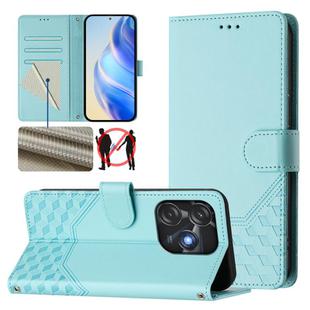 For Tecno Spark 10C / 10 4G Honeycomb Embossing RFID Leather Phone Case(Mint Green)