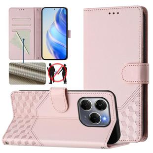 For Tecno Spark 20 Pro 5G Honeycomb Embossing RFID Leather Phone Case(Pink)