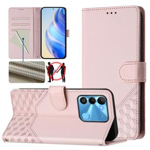 For Tecno Spark Go 2022 / Spark 8C Honeycomb Embossing RFID Leather Phone Case(Pink)