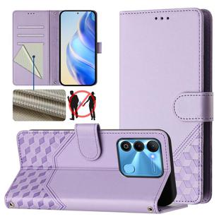 For Tecno Spark Go 2022 / Spark 8C Honeycomb Embossing RFID Leather Phone Case(Light Purple)